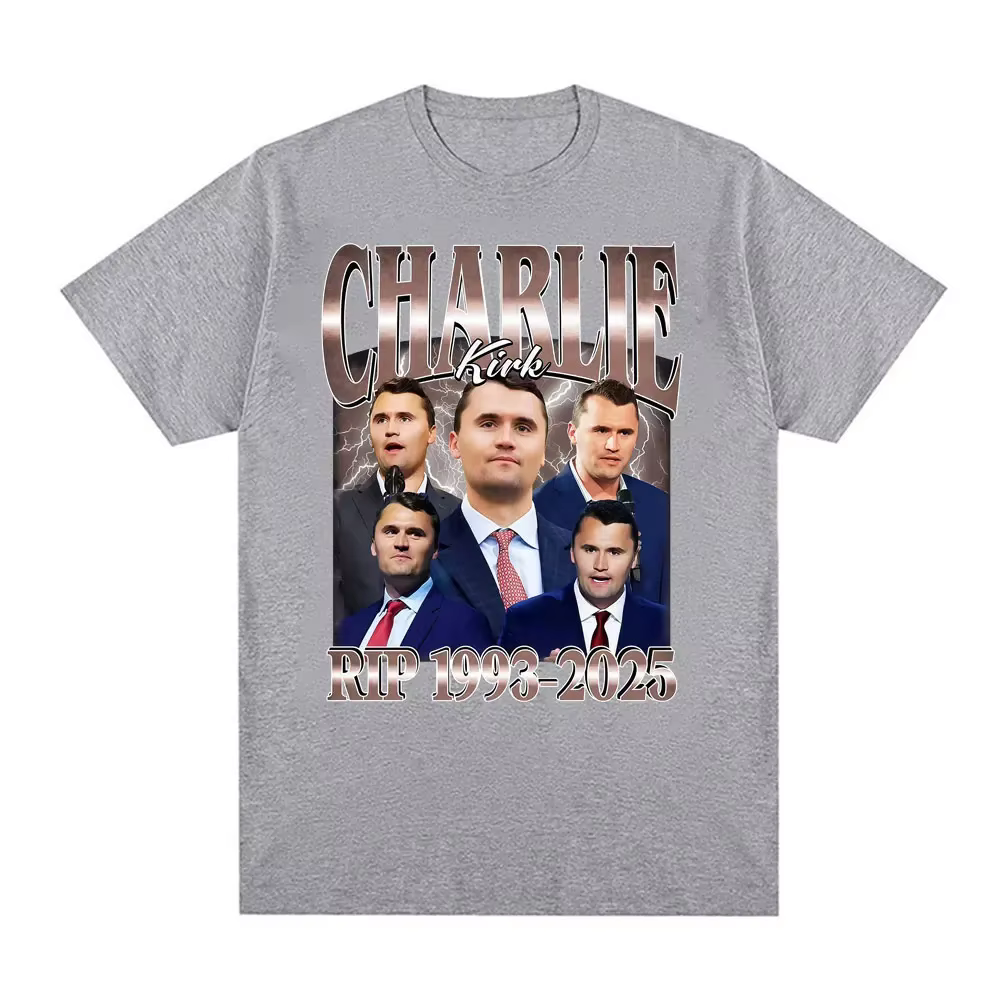 Comique Charlie Kirk RIP 1993-2025 politique commémorative rétro graphique hommes et femmes été imprimé pur T-shirt