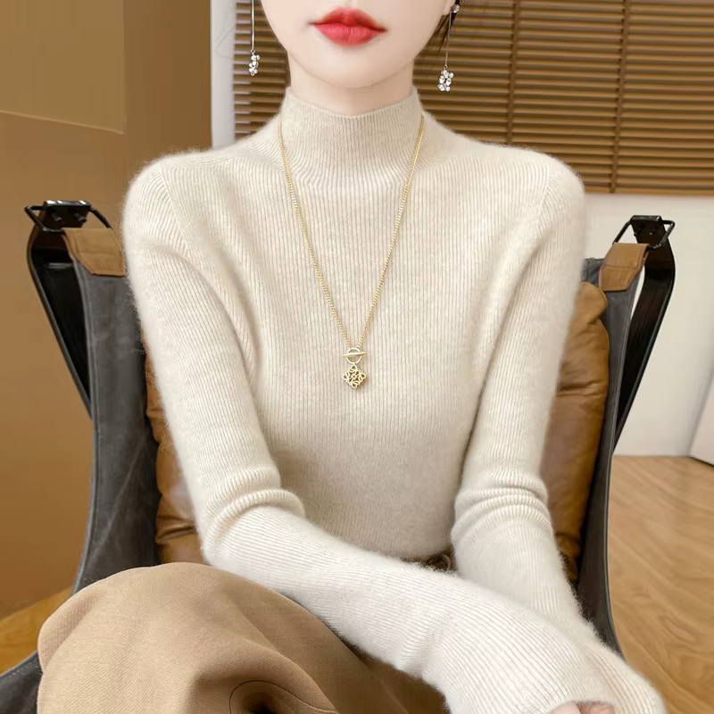 Half-high Striped Sweater for Women One-line Ready-to-wear Seamless Bottoming Shirt