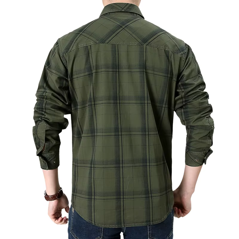 Chemise à carreaux à manches longues pour hommes