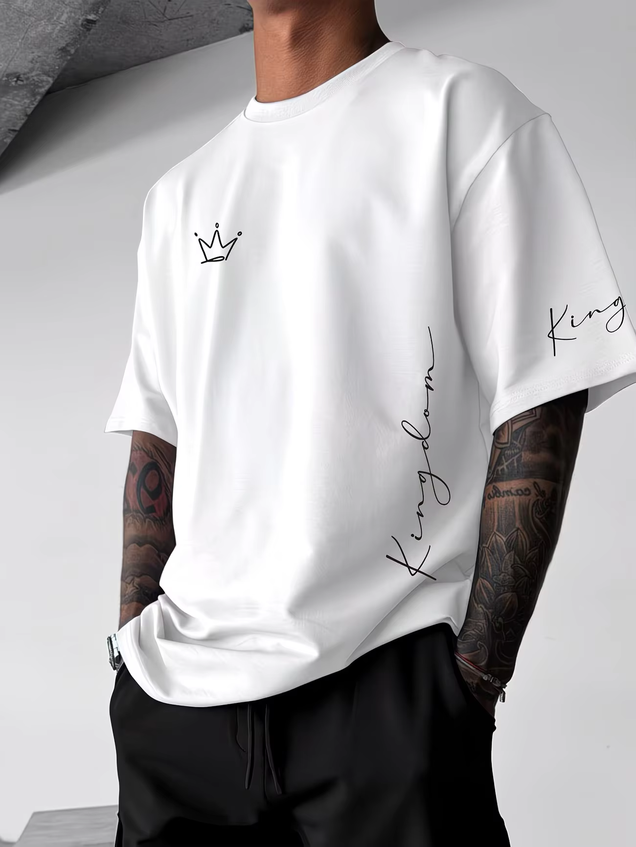T-shirt graphique Ace Spade pour hommes, imprimé double face, manches courtes, col rond, style vintage streetwear, coupe oversize, décontracté, unisexe