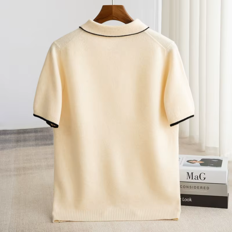 Pull en laine pure à col polo pour homme