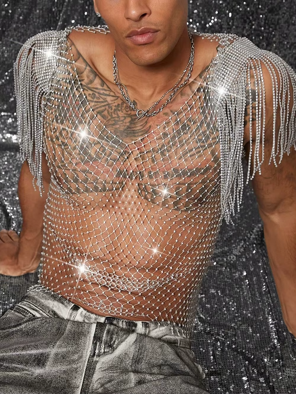 Débardeur en strass brillant pour hommes