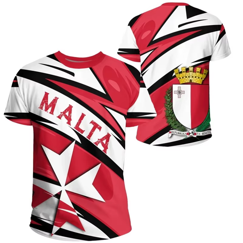Drapeau de Malte impression 3D T-shirts pour hommes vêtements de créateurs hommes été unisexe à manches courtes hauts mode T-shirts Streetwear Harajuku t-shirt
