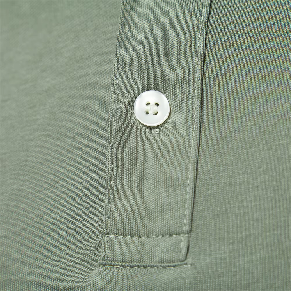 AIOPESON 100% coton broderie hommes polos couleur unie à manches courtes