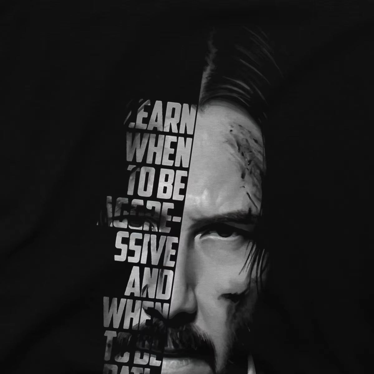 T-shirt noir et blanc John Wick pour hommes