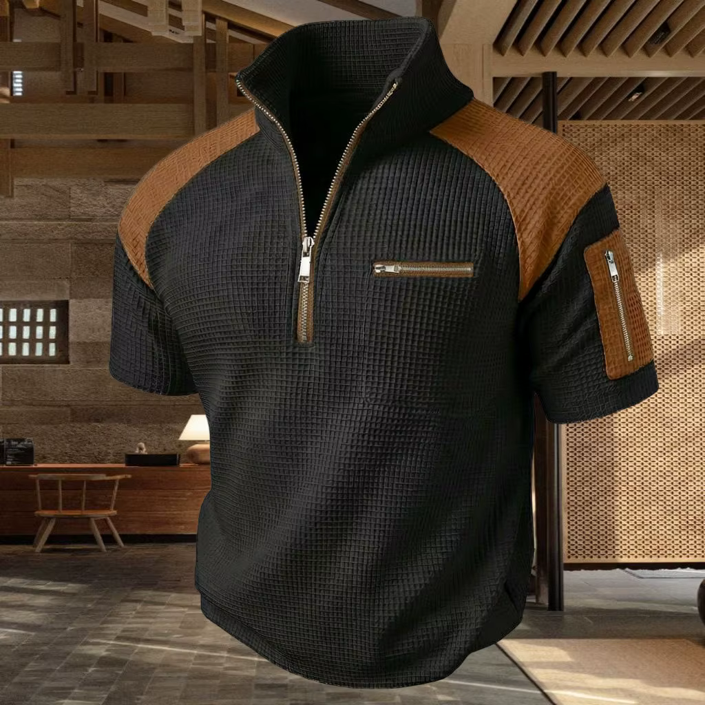 Polo pour homme avec fermetures éclair sur les bras et la poitrine pour un design coloré