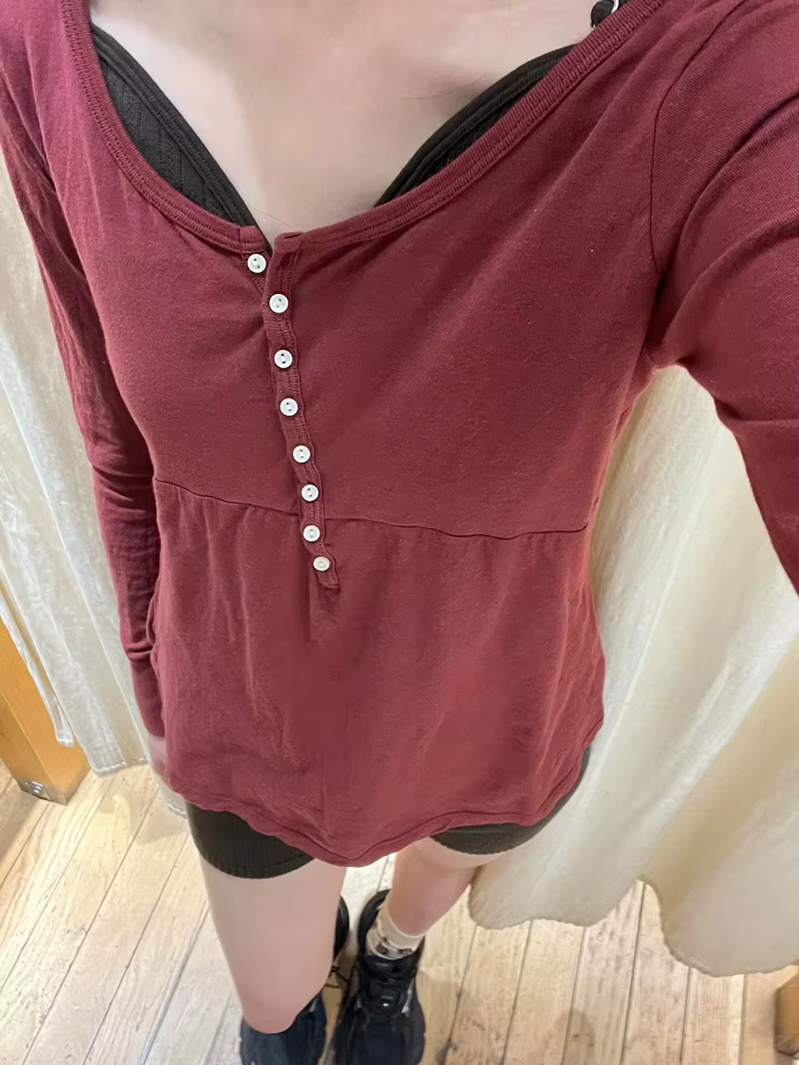 T-shirts à manches longues bordeaux pour femme