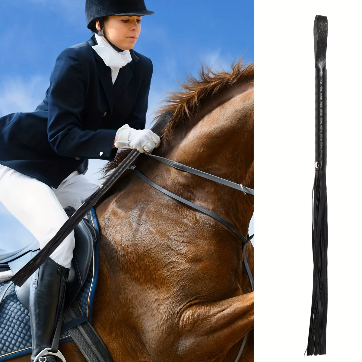 Fouet d'équitation, fouet en cuir tressé à la main, élégant et puissant, essentiel pour l'équitation