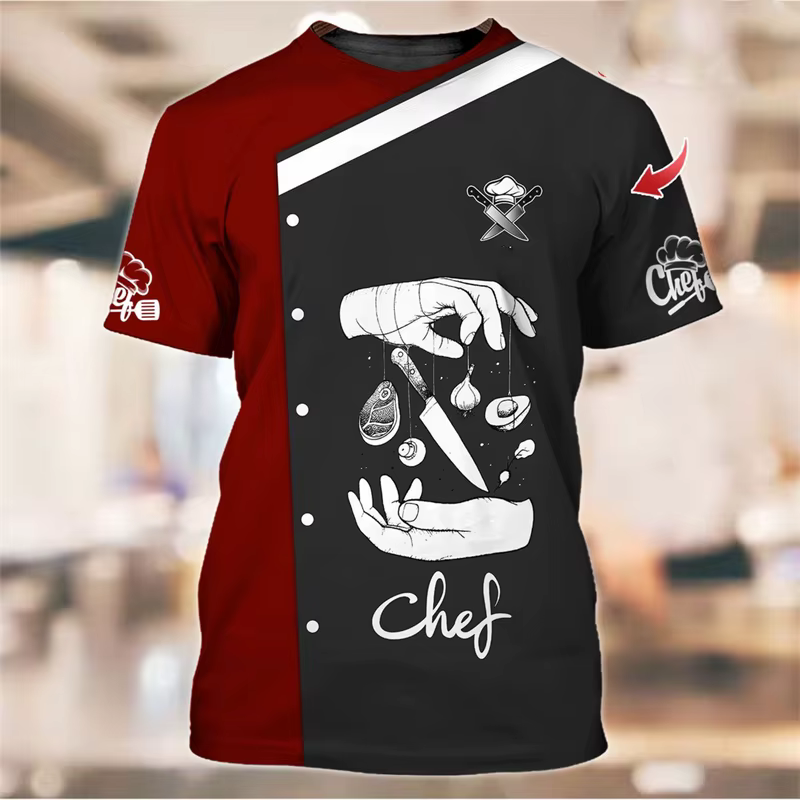 Chef travail T-shirt pour hommes drôle personnalité modèle col rond t-shirts impression 3D mode