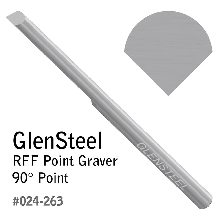 Graveur à pointe GRS GlenSteel RFF 30 ° -120 ° Outil de gravure en pointe en V pour le sertissage de pierres et les coupes profondes, HSS sans cobalt, tige QC de 1/8 pouce