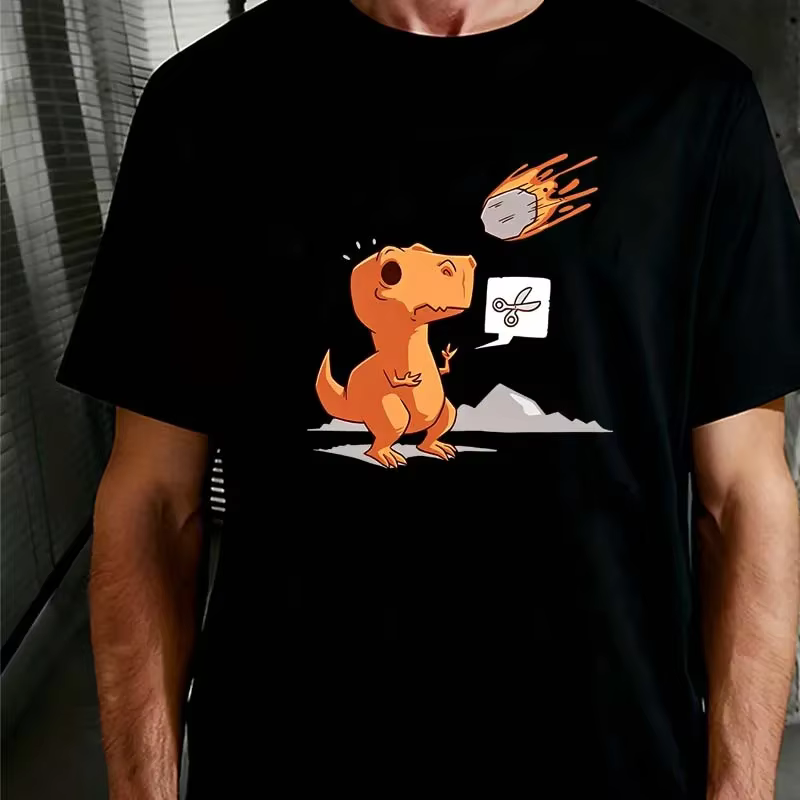 T-shirts imprimés dinosaures orange pour hommes et femmes