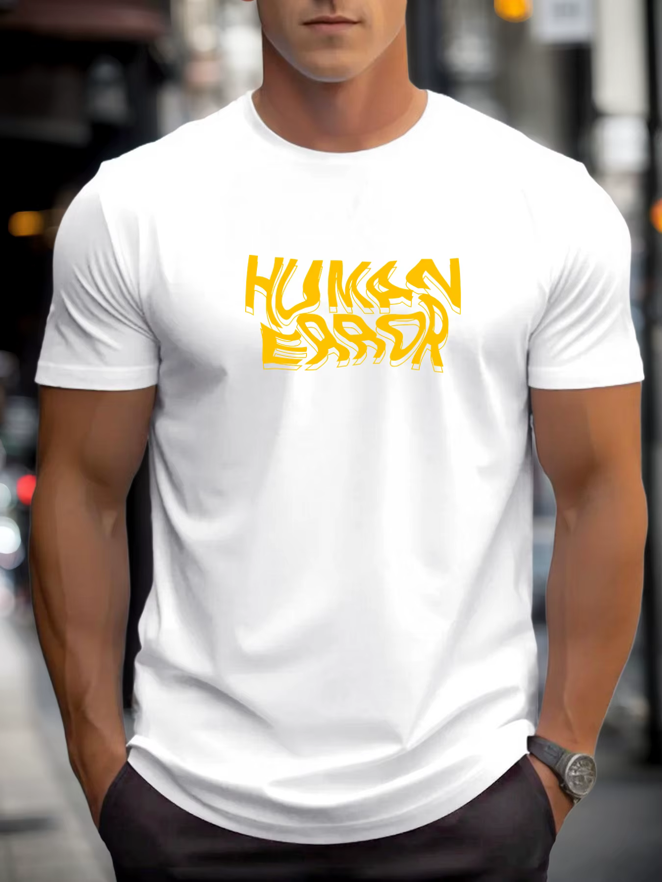 T-shirts pour homme ERREUR HUMAINE 100 % coton impression graphique été t-shirt col rond décontracté respirant style de rue haut quotidien
