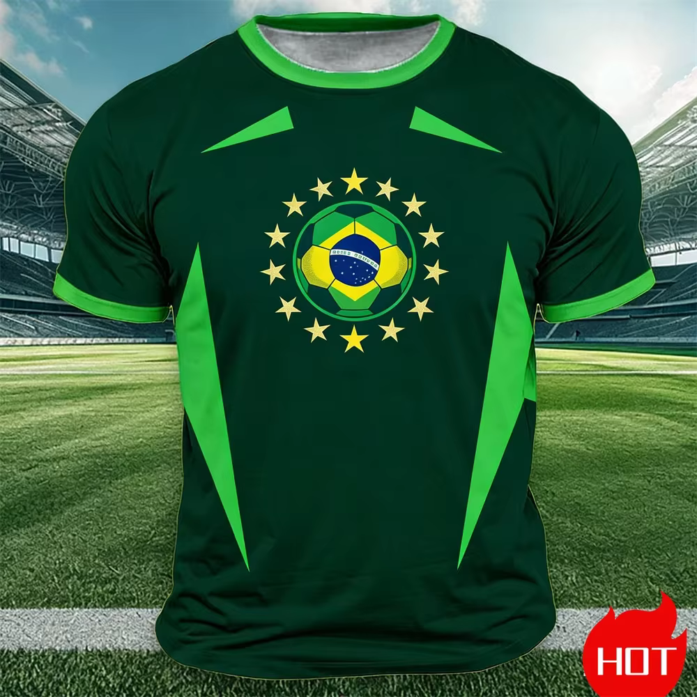 T-shirt imprimé drapeau du Brésil pour hommes