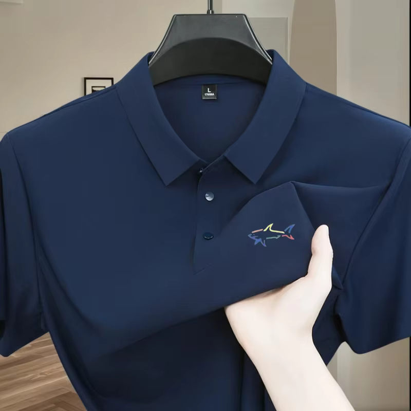 Polo homme à manches courtes, design imprimé tendance, haut d'été, nouveau, frais et respirant, couleur unie, décontracté, t-shirt en soie glacée