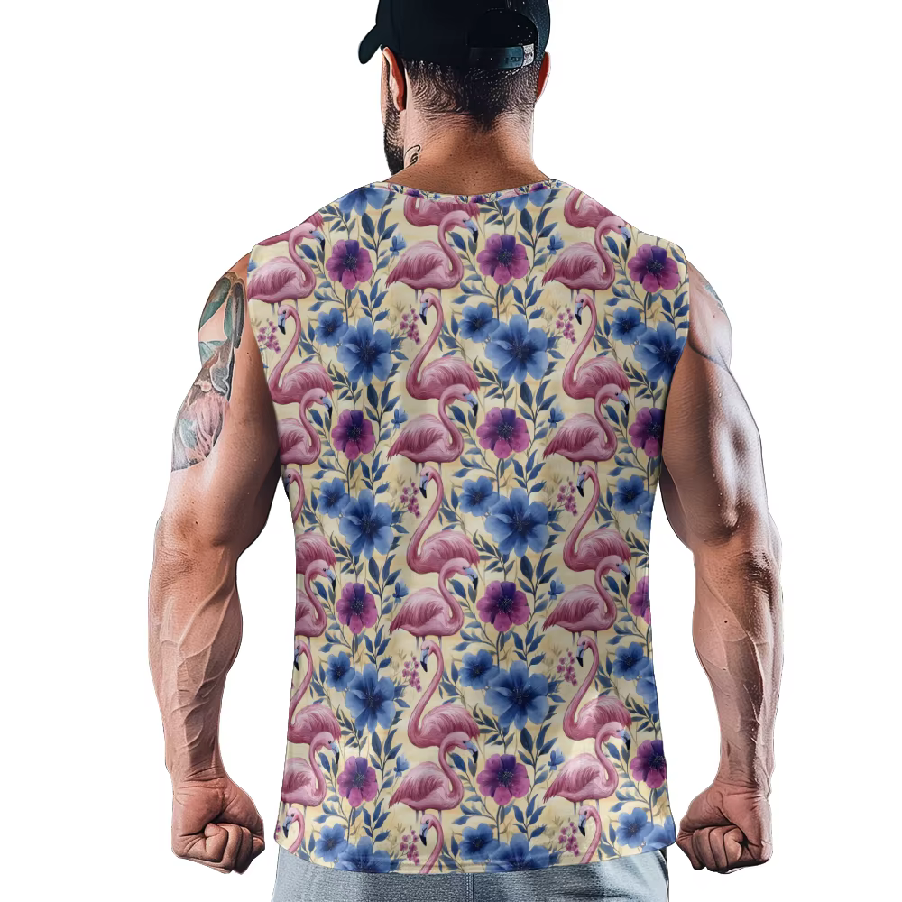 Tropical Flamingo fleurs hommes débardeur salle de sport à la rue sans manches couleur audacieuse respirant gilet d'entraînement vêtements de Fitness musculaire