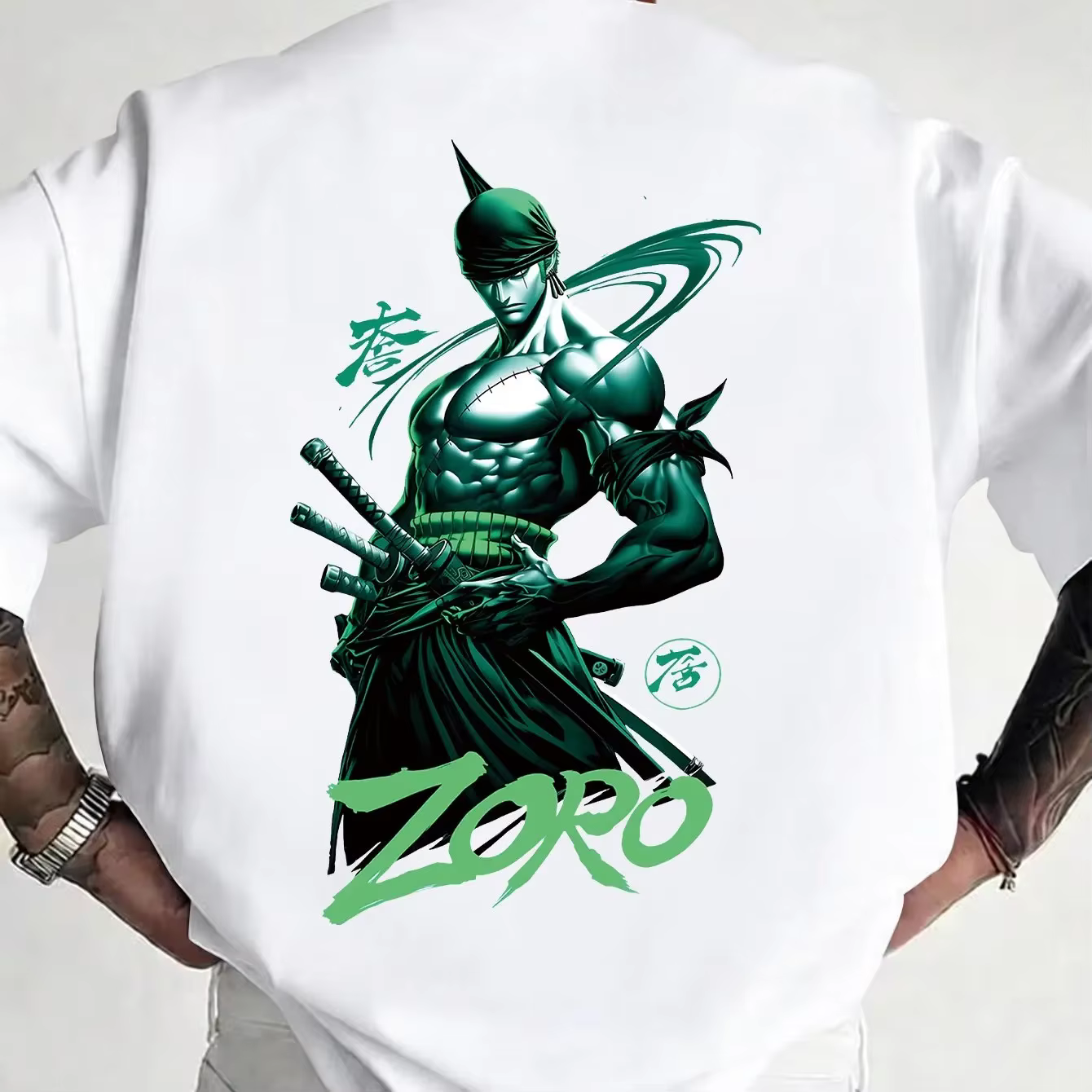 T-shirt imprimé Zoro style trois épées
