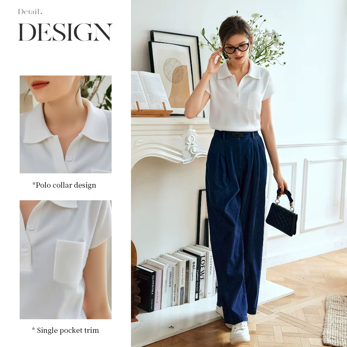 Pulls en maille blancs à col polo OLrain pour femmes
