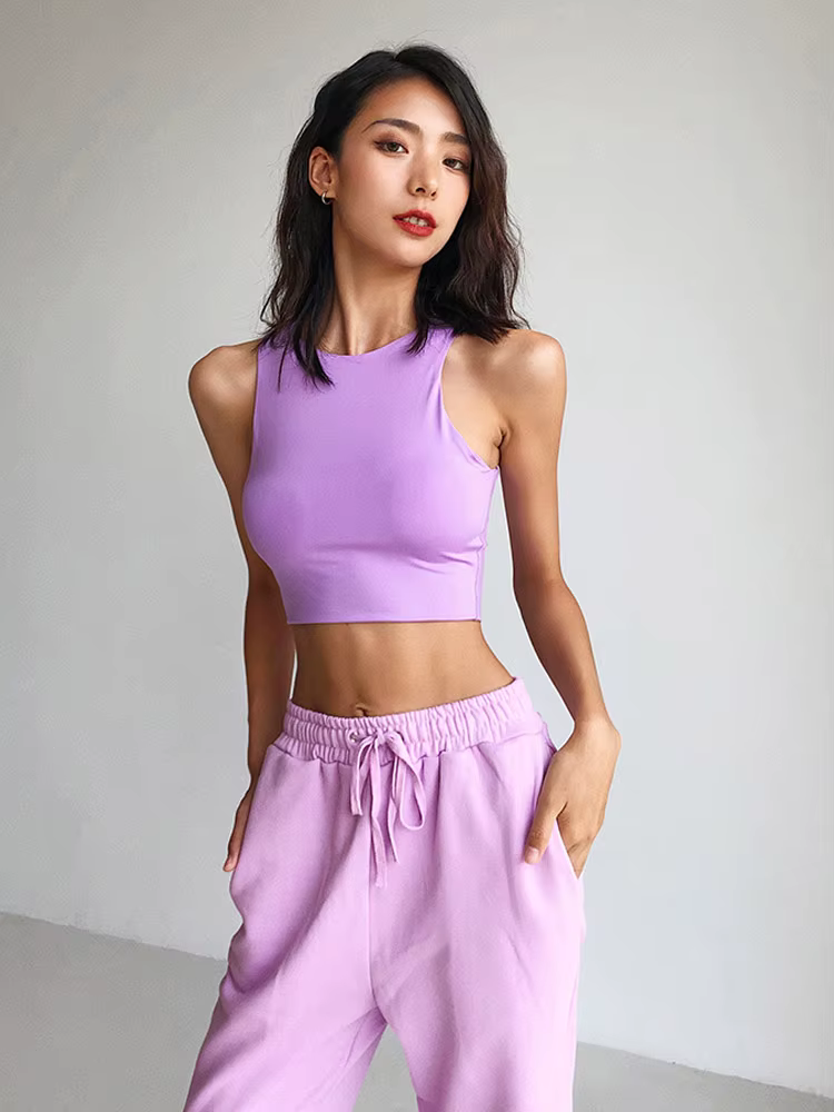 Femmes Sexy Slim hauts été mode col rond sans manches Double Nylon dames bonne qualité débardeurs 6 couleurs