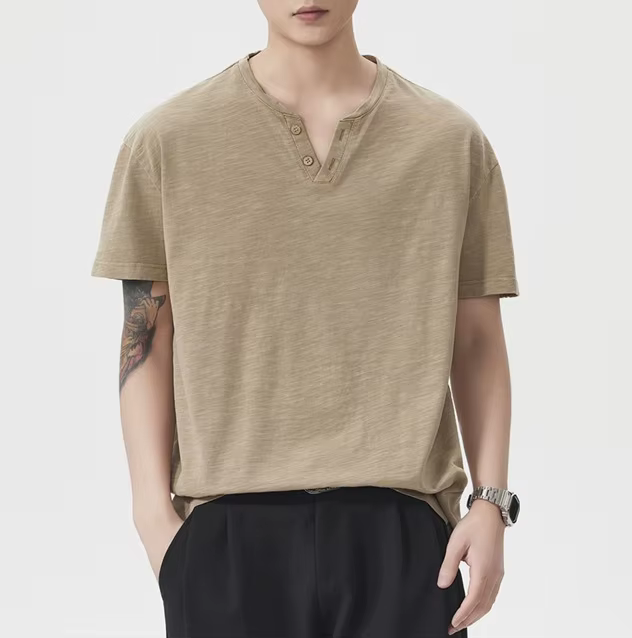 Polo à col Henry pour homme