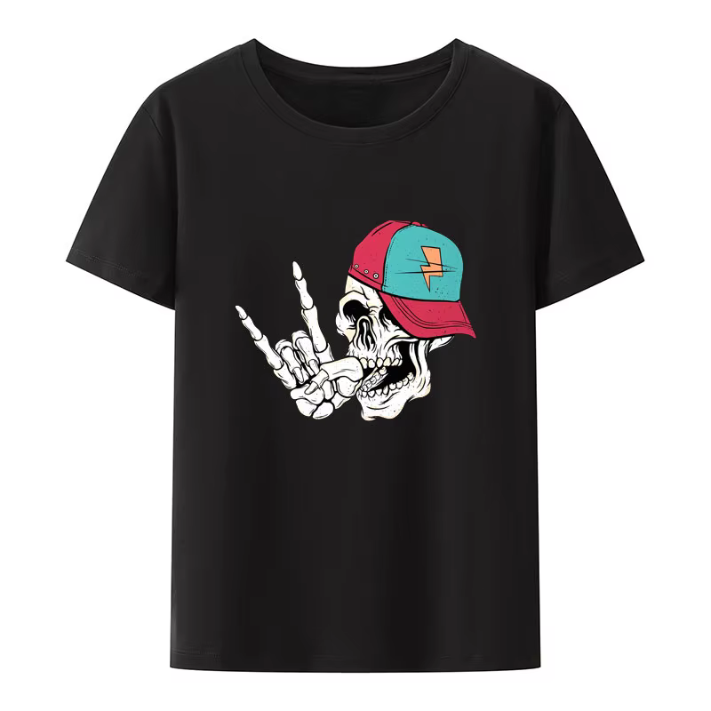 T-shirt unisexe avec impression de patins de crâne drôle