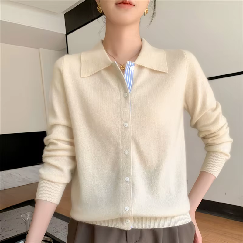 Cardigan à col Polo pour femme