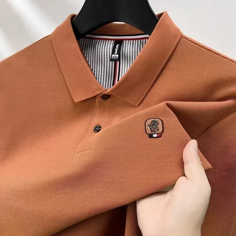 Polo en coton à manches longues pour hommes