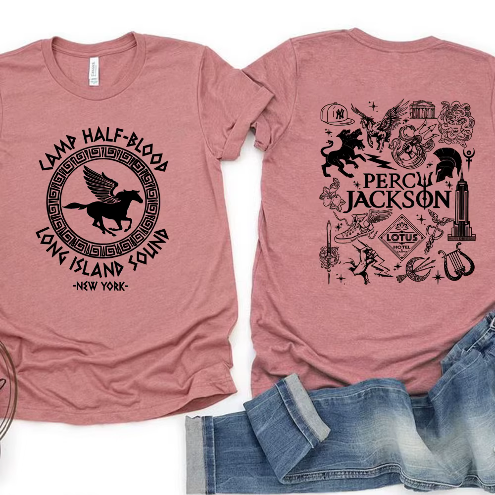 Deux côtés Camp demi-sang t-shirt Harajuku Percy Jackson chemises graphiques