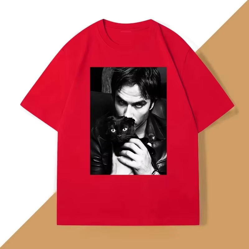 Damon Salvatore TV drame chat graphique t-shirt pour femmes vêtements rétro gothique hauts manches Harajuku