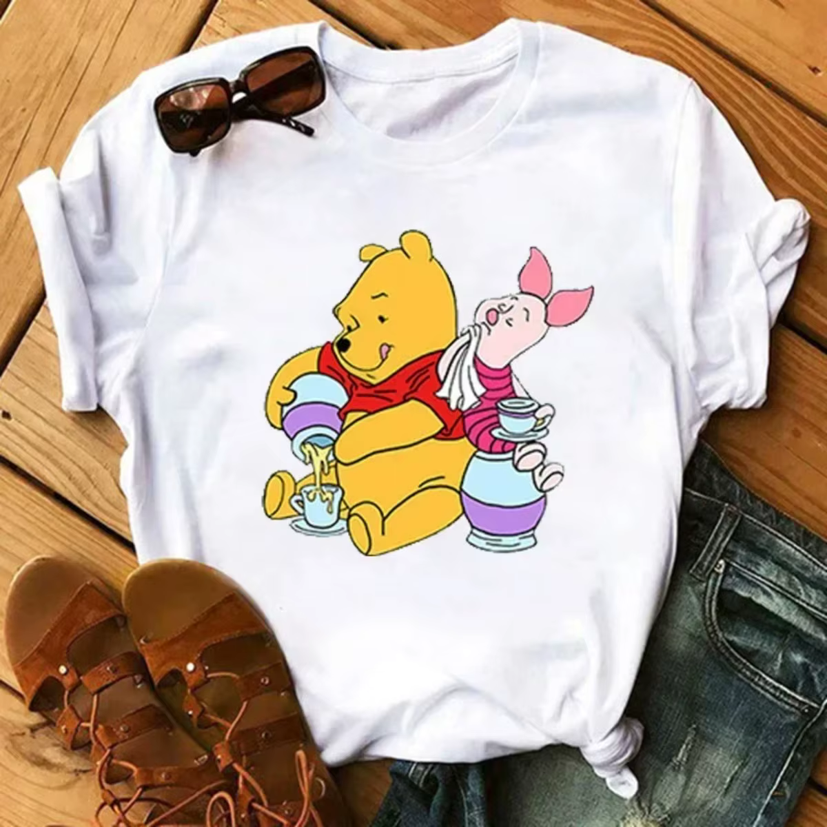T-shirt de dessin animé Kawaii pour femmes