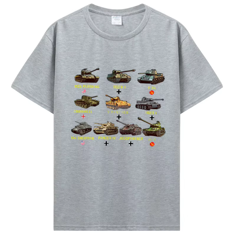 Nouveaux réservoirs M4 Sherman Panzer IV Tiger II T-34 T-Shirt hommes décontracté coton