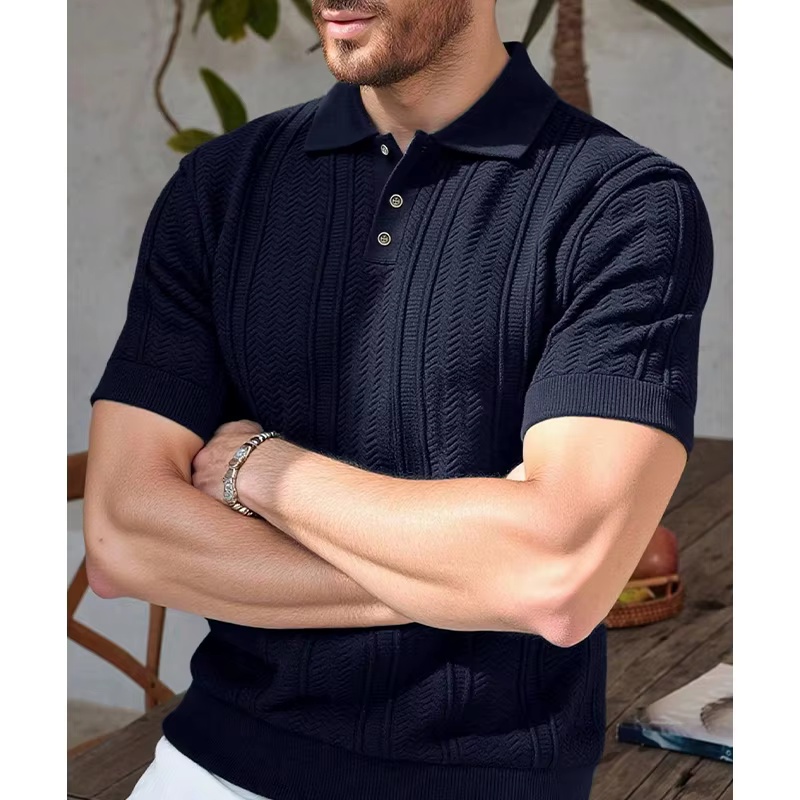 Nouveau T-shirt Polo en Maille pour Homme 2026 – Chemise Décontractée à Manches Courtes Extensible pour l'Été