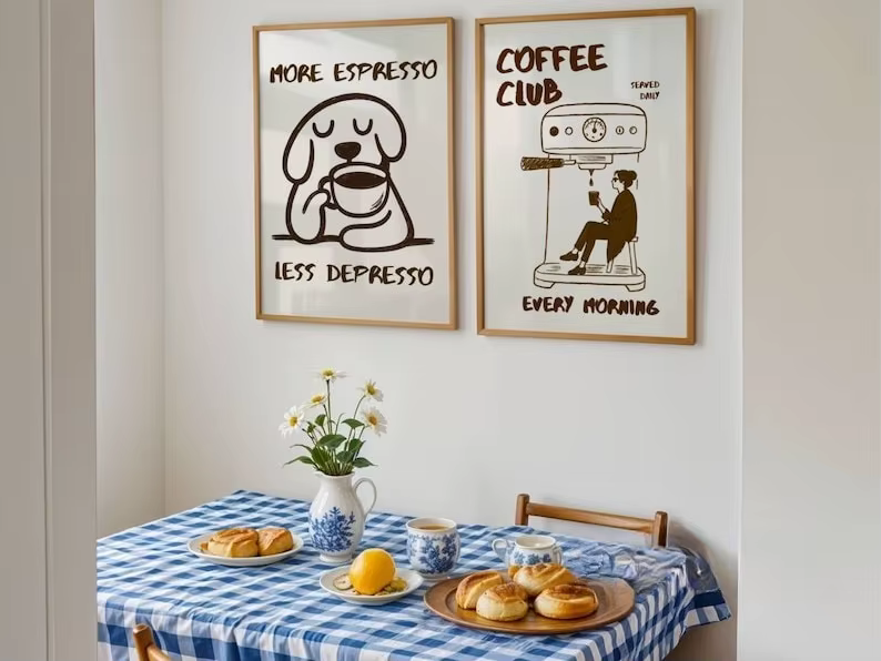 Lot de 3 tableaux muraux en toile sur le thème du café