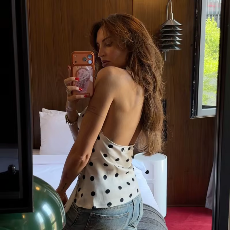 Top imprimé à pois tendance pour femme