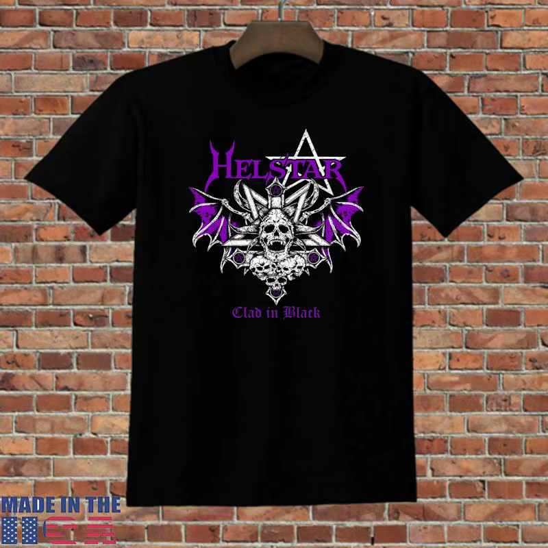 T-shirt en coton noir, bande Helstar plaquée, pleine taille S 5Xl