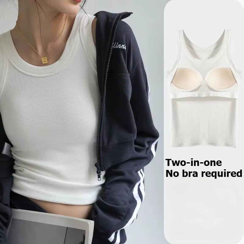 Débardeur côtelé pour femme avec soutien-gorge intégré