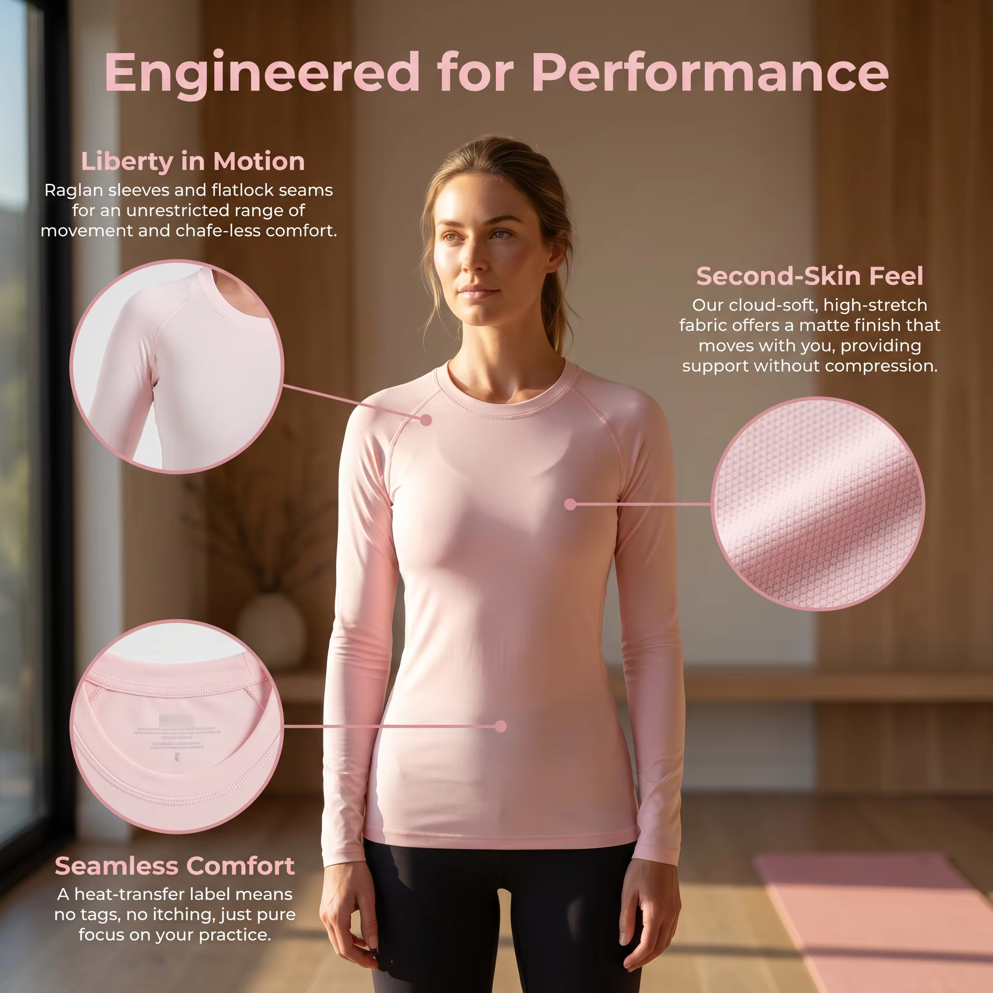 T-shirt de compression à manches longues pour femme