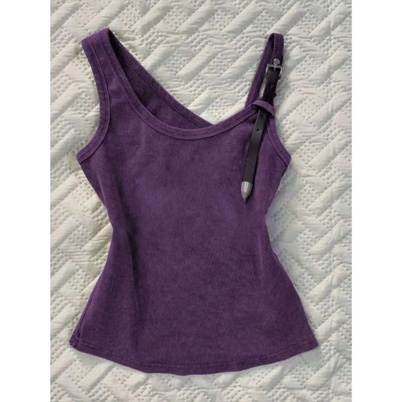 Débardeur asymétrique violet pour femme