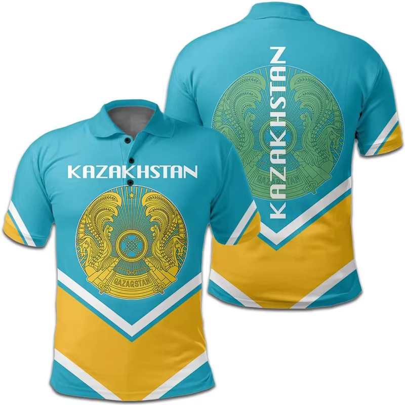 Polo imprimé 3D de la République du Kazakhstan pour hommes