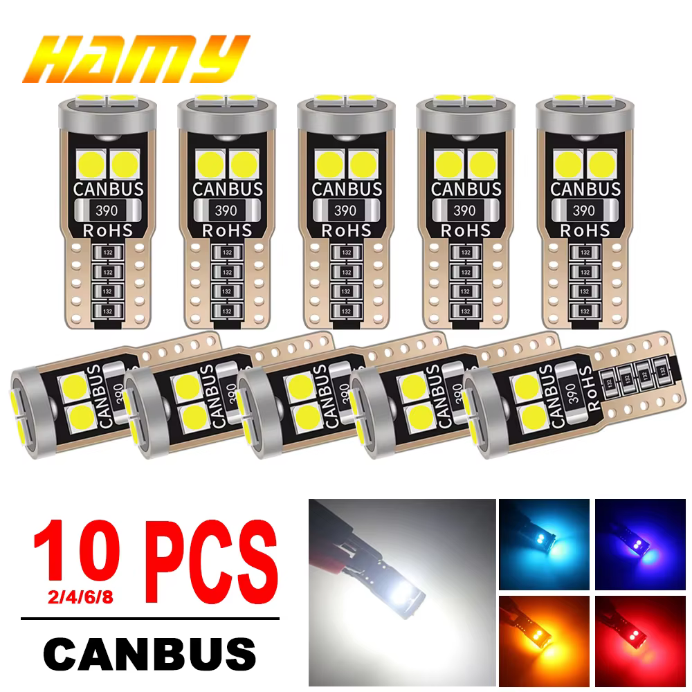 Ampoule LED blanche T10 W5W, 2/4/6/8/10/20 pièces, éclairage de plaque de planificateur de coffre 12V 6SMD 400LM 6500K