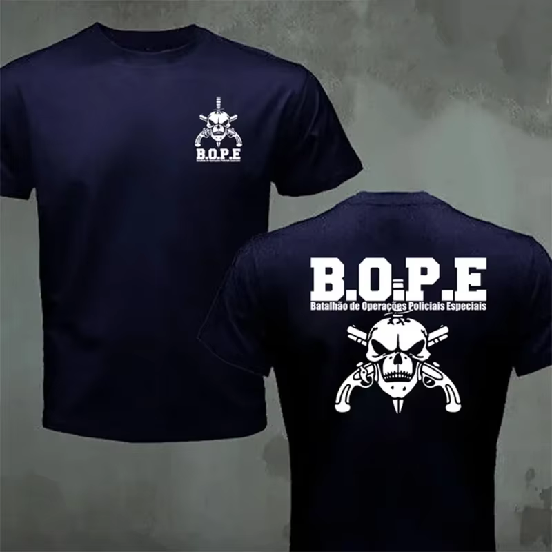 Brésil BOPE Elite Force Spéciale T-shirt Noir Beige Blanc Coton O-cou D'été À Manches Courtes Décontracté Hommes
