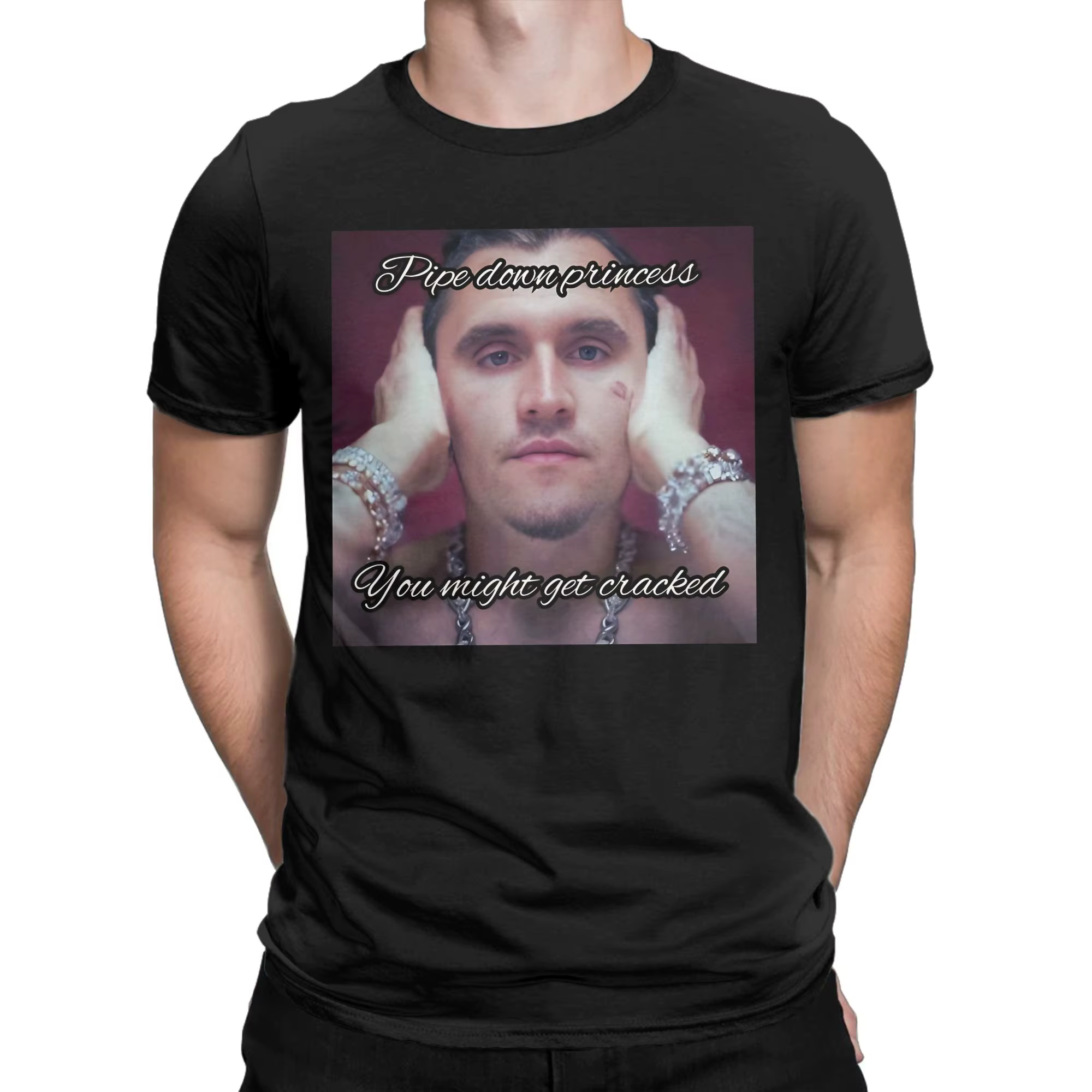 Hommes Charlie Kirk visage rappeur Meme T-Shirt couverture en coton drôle à manches courtes col rond