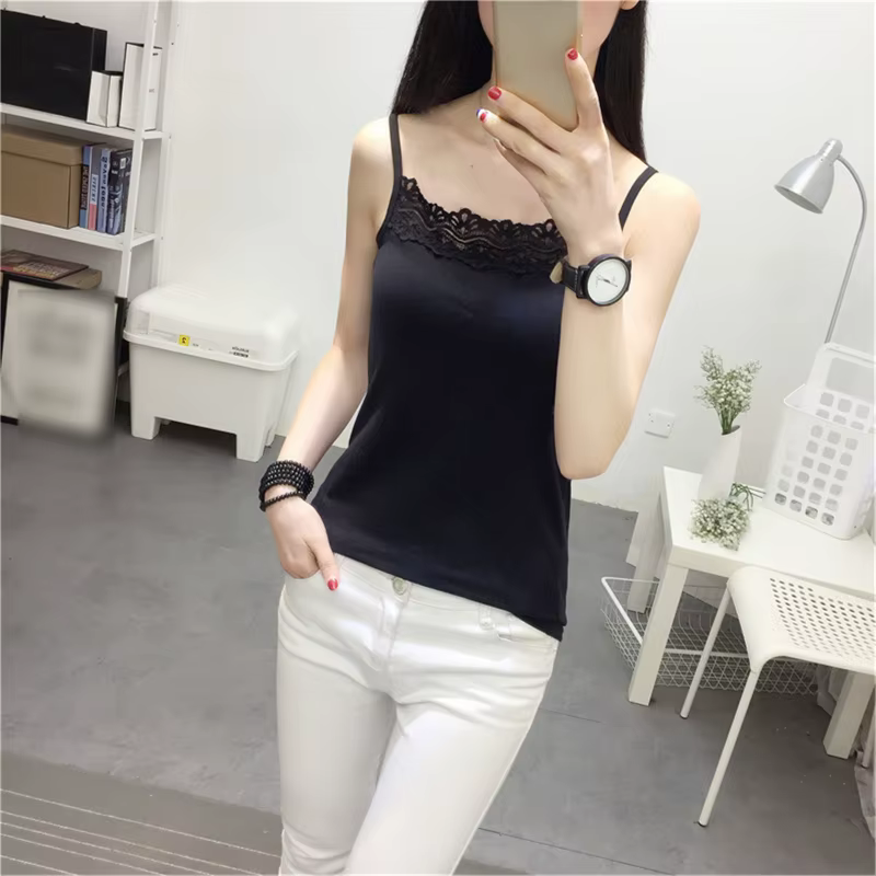 Camisole pour femmes, bretelles Spaghetti pour débardeur d'été en dentelle