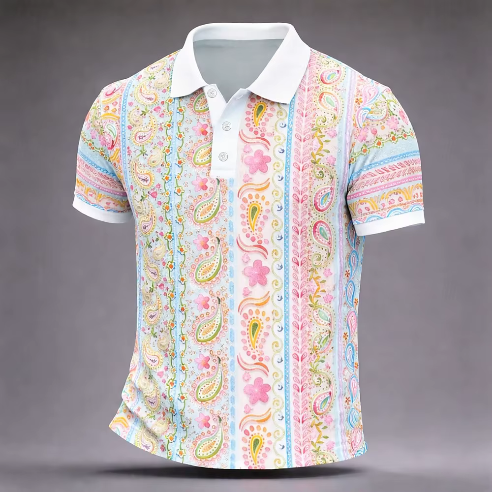 Chemises polo pour hommes à imprimé paisley 3D