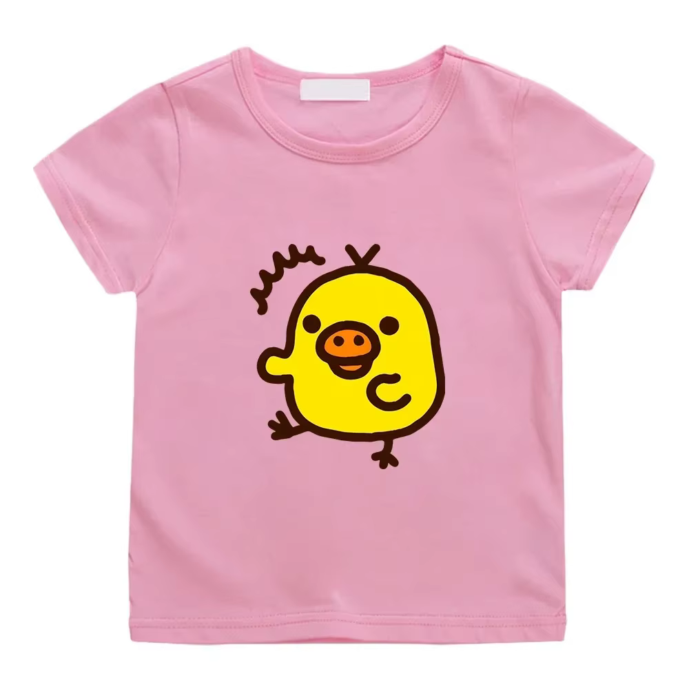 T-shirt imprimé Kawaii Kiiroitori Yellow Chick pour filles