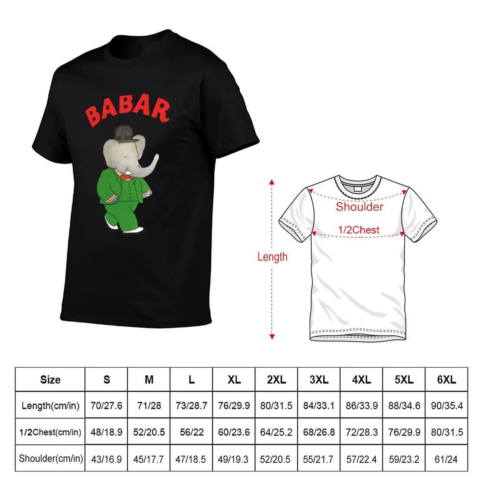 T-shirt Babar l'éléphant pour homme