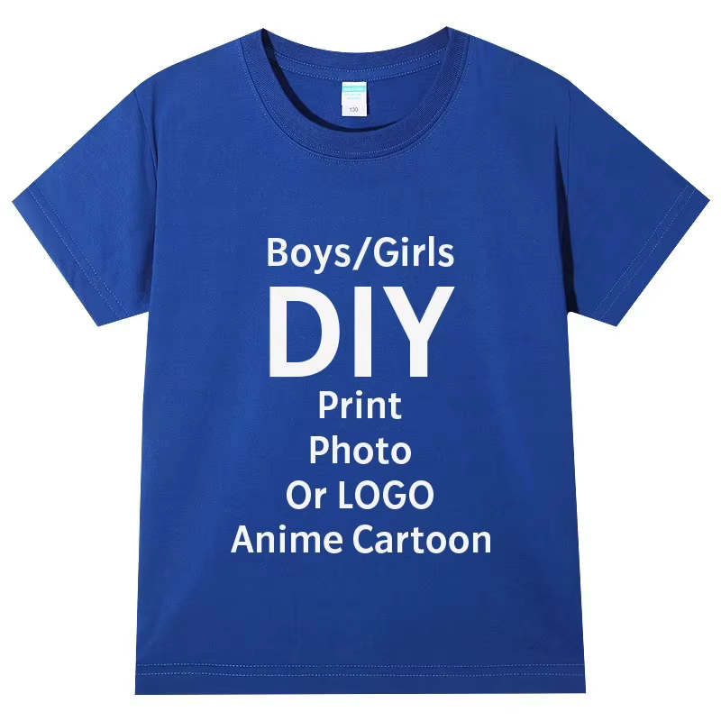 DIY ! T-shirt personnalisé à col rond imprimé 100 % coton pour adultes/enfants, idéal pour les cadeaux. Personnalisable avec votre design, votre logo et votre texte