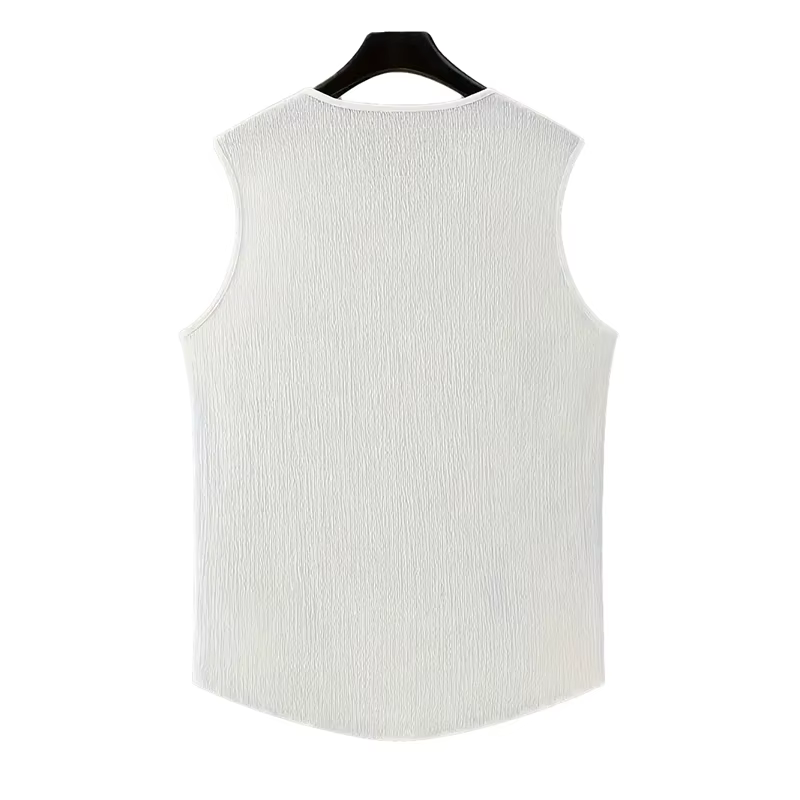 Nouveau Style américain hommes Fitness débardeurs mode populaire col en V couleur unie gilets Sexy décontracté coupe ajustée sans manches T-shirts S-2XL