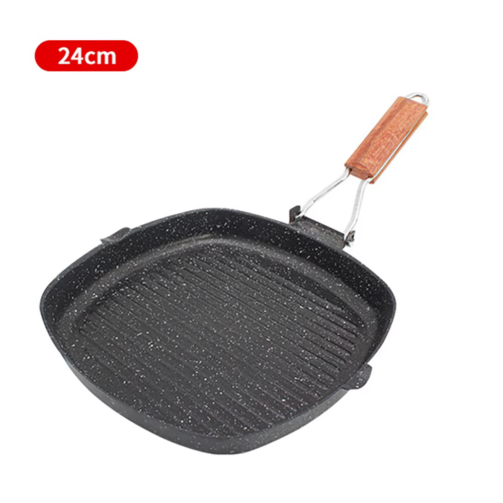 Poêle à steak pliante pour la maison, poêle astronomique plate rayée, poêle spéciale antiarina, cuisinière à induction à gaz pour la friture des steaks, extérieur