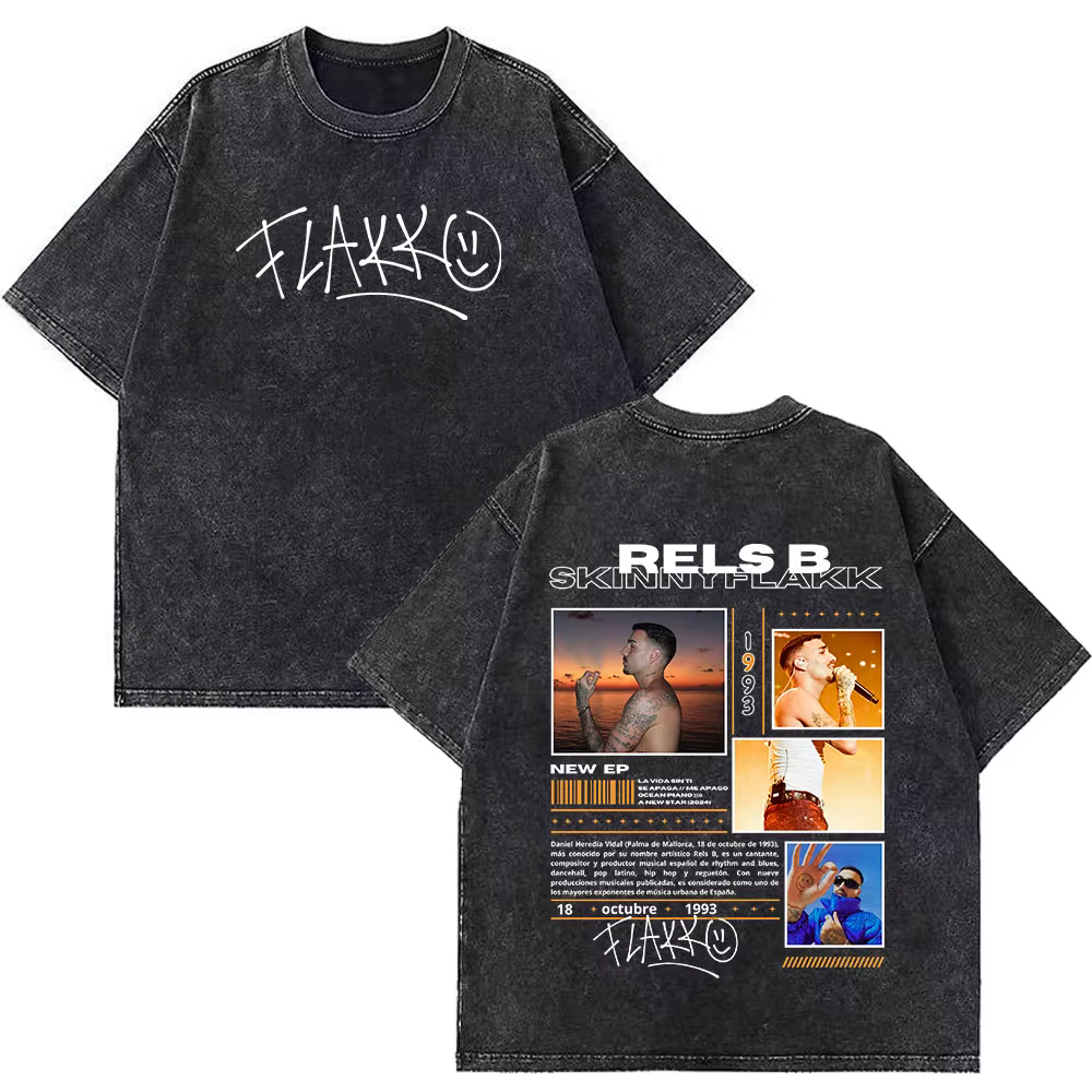Rappeur RELS B Skinny Flakk A New Star Album Merch T-shirt hommes femmes mode Hip Hop T-shirts coton surdimensionné lavé