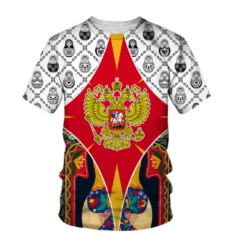 Russie drapeau motif t-shirt pour hommes emblème National ethnique 3D imprimé T-Shirts été décontracté col rond